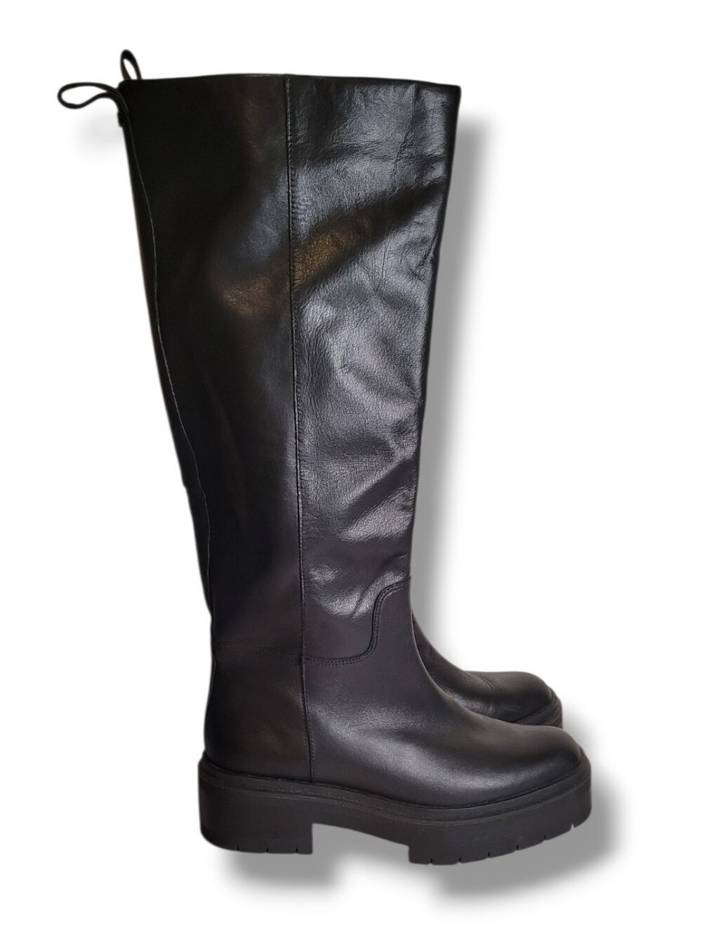 Sam Edelman Larina Waterproof Black Leather Knee High Boots • Size 8 Chunky Lug